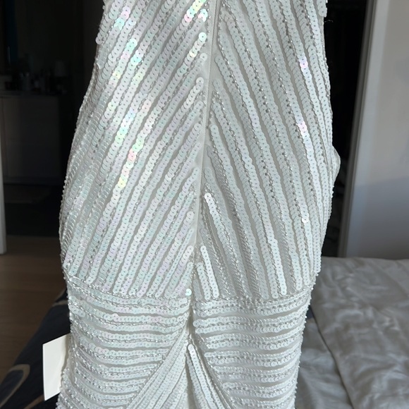 Lulus Iridescent sequin white halter mini dress, tags still on! - Picture 5 of 9